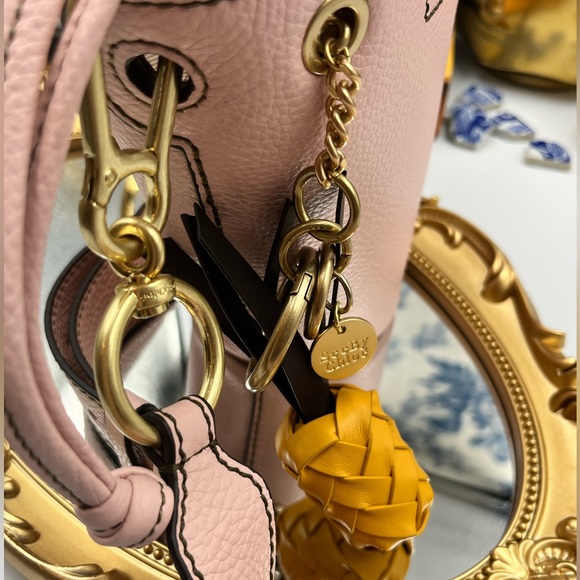 🆕 SEE BY CHLOE 🧿 NWOT LEATHER MINI CECILYA PINK BUCKET BAG - Picture 6 of 15